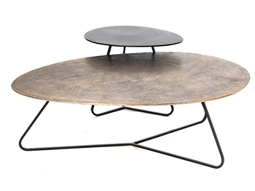 Amadeus Set de 2 Tables Basses cuivre et Noir, Fonte, Multicolore, Standard