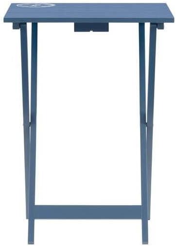 Artisanal Attic Tray Table Set 19" L x 15" W x 26" H Set of 4 Folding Navy Wood TV Trays with Matching Stand for Portable Dining or Laptop Use