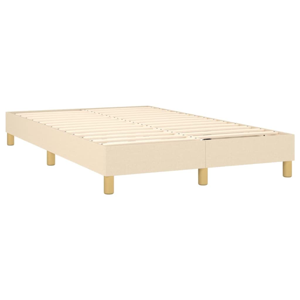 Tkanina z regulowanym zagłówkiem LED kremowy 120x200 cm | Łóżko kontynentalne z materacem kremowe 120x200 cm tkanina z LED regulowanym zagłówkiem do sypialni