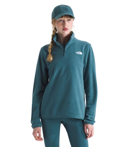 The North Face Women's Glacier Fleece Quarter Zip Jacket - 1/4 Zip Pullover Jacket, Zip Pockets, Stretch Fabric, Space, Large