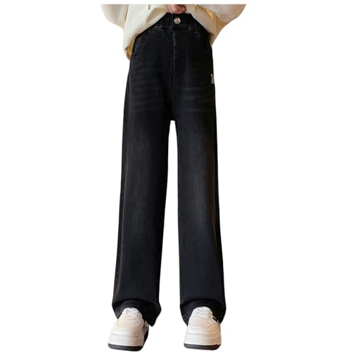 Little Kids Girls Stacked Jeans Raw Hem Flare High Waist Aesthetic Baggy Pants Butt Lifting Clothes for Girls 10-12 Jeans