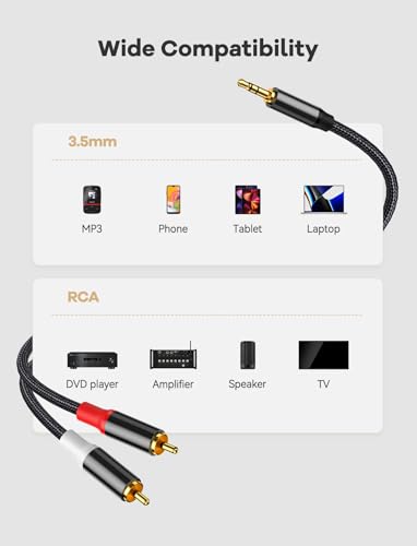 Cable divisor en Y de 3.5 mm a RCA para conectar el televisor al altavoz 2