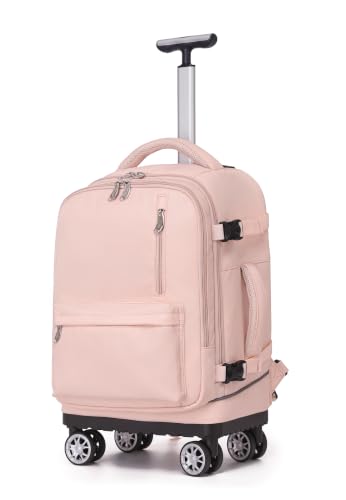 NEW TILAMI 19 Inch Rolling Backpack 4 Spinner Wheels for School, Pink