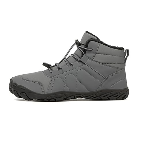 Hike Winter Footwear Barefoot Shoes Women Men, Autumn Winter Waterproof Wide Toe Box Barefoot Shoes Walking Boots Warm Sneaker (708-Grey, Adult, Women, 10.5, Numeric, US Footwear Size System, Medium)