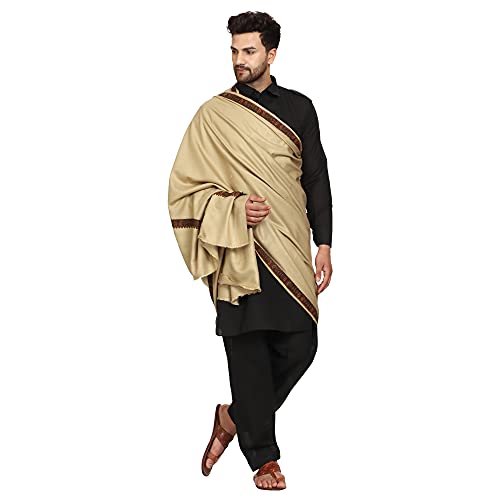 Image of SWI WITH LABEL Men's Kashmiri Embroidered Wool Shawl