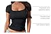 Trendy Queen Tshirts Shirts for Women Double Lined Going Out Crop Tops 2025 Spring Summer Workout Y2k Clothes Beach Fashion Black L