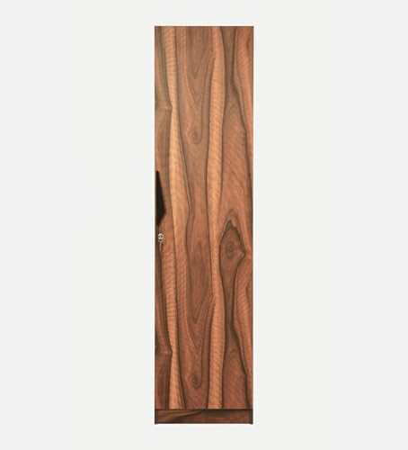 Image of Mintwud Pepperfry Maya 1 Door Wardrobe | Engineered Wood Almirah with 4 Shelves for Clothes Storage | Compact Cupboard for Bedroom, Living Room | 46 cm (L) x 46 cm (W) x 180 cm (H) | Brown Finish