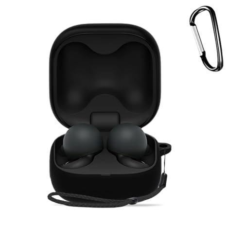 SONY(ソニー) LinkBuds open WF-L910用 ケース 全面保護カバー シリコンケース 【HUKWIMO】 カラビナ付き 耐衝撃 防水 防塵 装着充電可能 全面保護 キズ防止 LinkBuds open WF-L910対応インイヤーヘッド