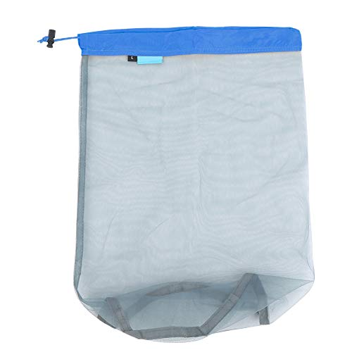 OUKENS Outdoor Camping Mesh Storage Bag, Compression Stuff Sack, Portable Drawstring Travel Bottle Tool Storage Bag 20 x 20 x 42cm(L Blue Edge)