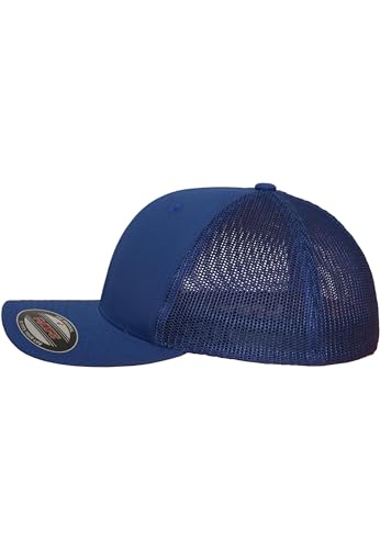 Image of Flexfit Trucker Mesh Fitted Cap | 6-Panel, Mid-Profile, Stretchable Mesh Backing, Flexfit Sweatband, Curved Visor, Silver Undervisor