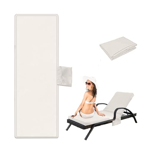 Outdoor Chaise Lounge Cushion Covers Only (Not Includes Cushion), 72x21x3 Inch Patio Cushion Slipcovers Waterproof Anti-Slip Lounge Chair Replacement Cover with Zipper Ties for Patio Pool (Khaki)