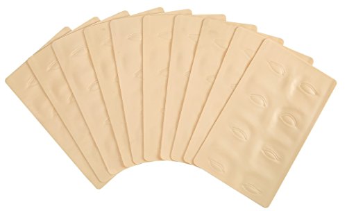 ASIBT Set of 10 Microblading Practice Skin 26.2×15.2×0.3cm 3D Cosmetic Permanent Makeup Eyebrow Tattoo Training (3D Eyes)