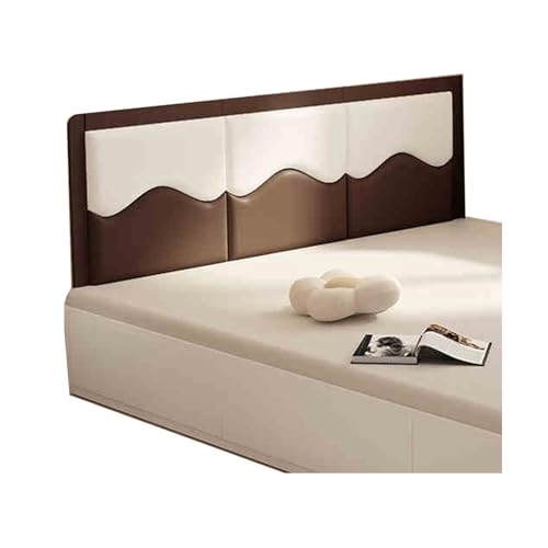 Cabecero insonorizado tamaño queen tapizado en 3D para sala de juegos infantil montado en la pared para protección en blanco y marrón oscuro (150 x 80 cm)