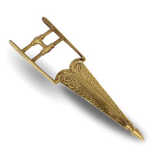 Image of Premium Brass Finish Decorative Bhala | Antique Style Spearhead Replica for Home Decor, Puja & Gifting | Intricate Engraved Design (28x8 cm)