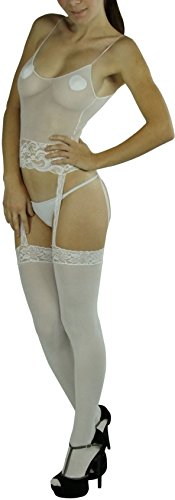 Image of ToBeInStyle Women's Bodystocking Bustier Garter Lingerie Suspender Thigh High Stockings