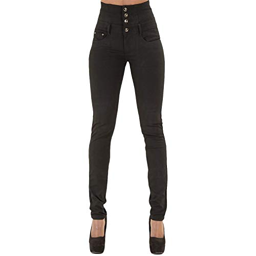 LAEMILIA Pantalons Femme Denim Printemps Jeans Slim Taille Haute Leggings Sexy Collant Crayon Déchirés (FR36=Tag S, Noir)