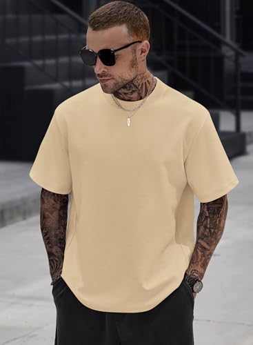 Image of Herberton Mens Oversized T-Shirts Heavyweight Cotton Stretch Fashion Thick Tee Tops (S-3XL)