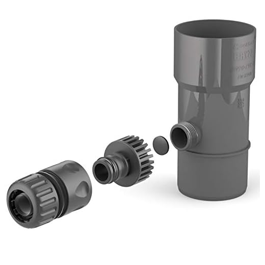 BRYZA® Dachrinnenablauf für Regentonne DN Ø 90mm Graphit Regenwasser Regenfass Fallrohr Regensammler Speedy Regenwassersammler für Fallrohre Fallrohrfilter Gartenschlauchanschluss schnell