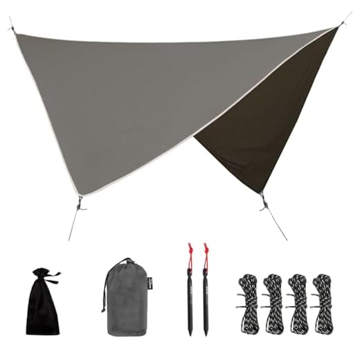 Bâche de protection contre la pluie pour tente hamac de camping, 3,4 x 2,7 m, équipement de camping indispensable avec installation facile, piquets de tente et sac de transport