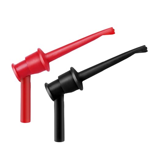 Image of 2Pcs Mini Grabber Test Clip with 2mm /4mm Banana Jack, Multimeter Test Lead Hooks Clips Push on Test Probe Electronic Testing IC Grabber (2mm Banana Plug)