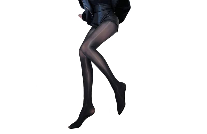 Image of 1 Pairs Black Shiny Sheer Tights Silk Comfort Stockings Oil Shimmery Nylons Pantyhose 40D Semi Sheer Control Top High Waist Tights