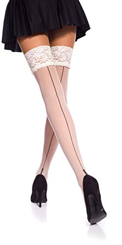 Preisvergleich Produktbild Romartex Halterlose 20 DEN Strümpfe mit Naht, S, ecru