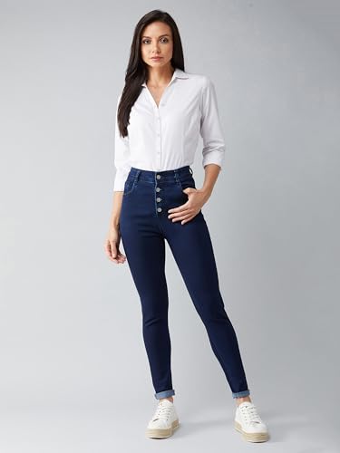 Image of Dolce Crudo Women's Skinny Fit High Rise Cropped Length Stretchable Denim Jeans