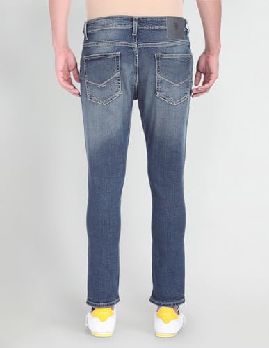 Image of U.S. POLO ASSN. Men Mid Rise Henry Cropped Fit Regular Fit Jeans