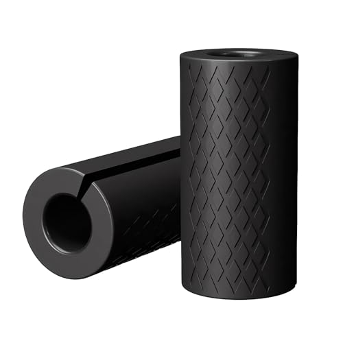 Rubber Barbell Grip, Thick Dumbbell Grip Arm Strength Tool, Barbell Clutch Suitable For Row/Puller/Kettlebell, Gym Biceps Arm Muscle Trainer (Black, 10CM/ 3.9IN)