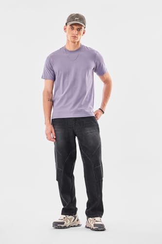 Image of SNITCH Men T-Shirt | Minimalist Regular Fit & Short Sleeve Styling | 100% Breathable Cotton Casual Wear T-Shirt & Durable Knit Plain Weave Everyday Summer Essential