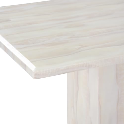 Image of Royaloak Milan Italian Marble Dining Table Six Seater | 6 Seater Dining Table with Italian Art Marble Top, Rounded Edges & Pedestal Base | Modern, Stable and Sturdy Design for Living Room