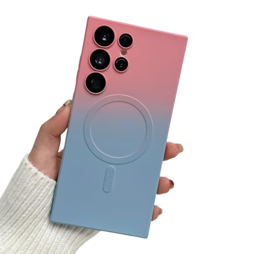 FTTFFLL ���O�W���A���[ �O���f�[�V���� �J���[ �V���R�� �P�[�X Samsung Galaxy S24 S23 S22 Ultra Plus�p ���C�����X�[�d�ϏՌ��J�o�[�P�[�X(Samsung S24 Plus/�s���N�u���[)