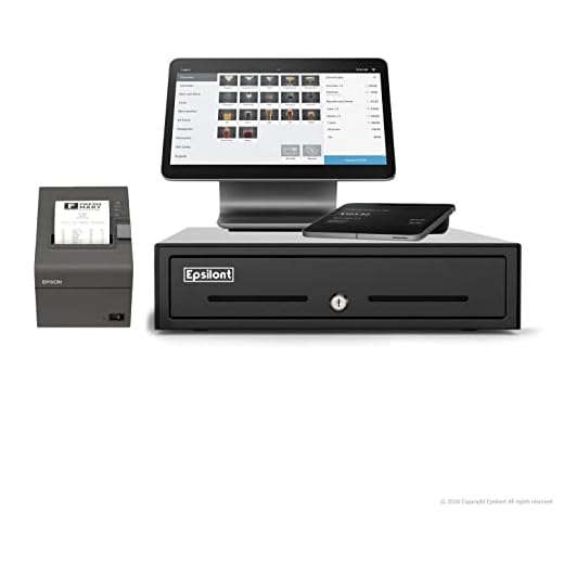 Complete Square Register - Comes with Android Based Dual Display, MAGSTRIPE, CONTACTLESS (NFC), CHIP (EMV), USB Receipt Printer and Epsilont Cash Drawer (Black)