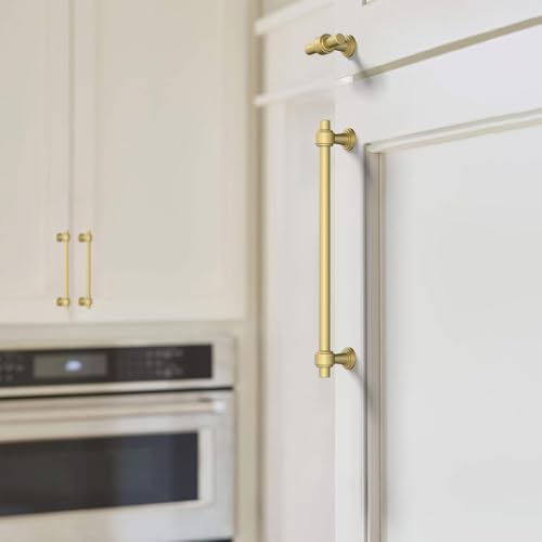 Image of 10 Pack 7.5 inch(192mm) Brushed Gold Cabinet Pulls Kitchen Cabinet Handles Cabinet Hardware Drawer Pulls for Cupboard CK0081