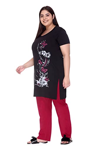Image of In Love Women's Plus Size Graphic Printed Cotton Night Suit Set Short Sleeve