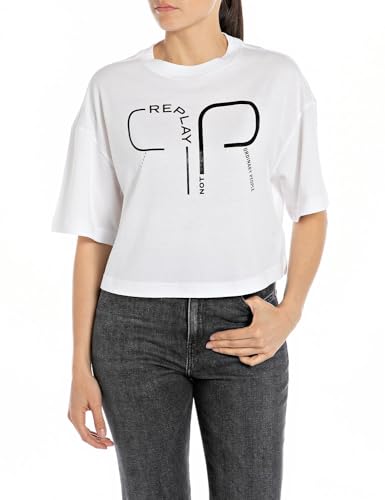 T-Shirt Femme Replay W3798g en coton premium noir col rond
