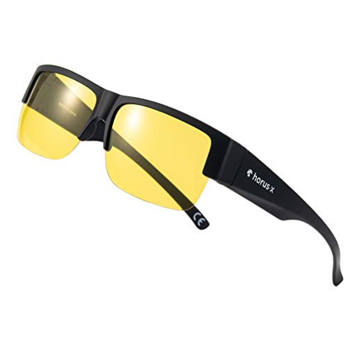 HORUS X - Gafas / Sobre gafas para conducir de noche Hombre y Mujer - Cristales Antirreflejos - Gafas Anti deslumbramiento - Seguridad al volante - Cansancio Ocular
