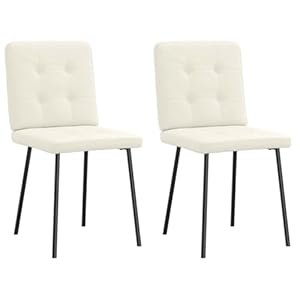 Velvet Dining Chairs Set of 2 Cream Upholstered Side Chairs with Thick Foam Padding, Sturdy Metal Wood Frame for Living Room Bedroom Kitchen, Comfortable Seating 110kg Capacity
