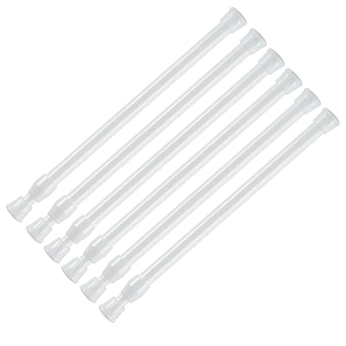 TSKDKIT 6 Piezas Barra Cortinas Extensible, Barra para Armario no es Necesario Taladrar 18-28cm Varilla Cortina Blanca para Cocina baño Armario y Ventana