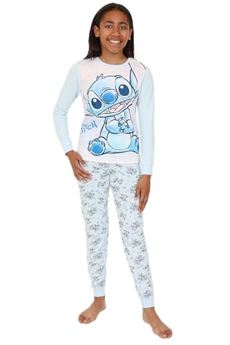 Disney Girls Lilo and Stitch Long Pyjama Set Kids PJ's (10-11 Years) Purple