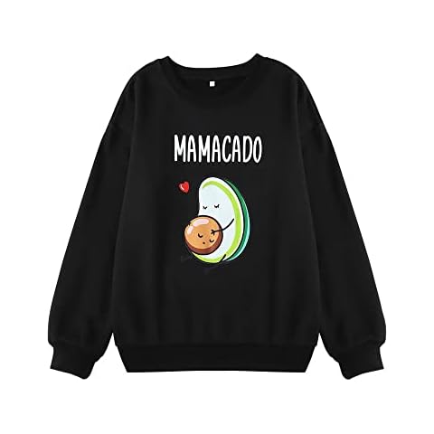 Mamacado Pregnancy Sweatshirt Women Kawaii Avocado Pregnant Hoodie Oversized Funny Long sleeve Pullover Tops, Black-1, S Cover