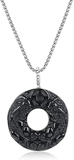 COAI Pin'an Donut Pixiu Obsidian Stone Pendant Necklace