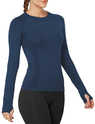 Image of MathCat Workout Shirts for Women Long Sleeve, Workout Tops for Women, Quick Dry Gym Athletic Tops,Seamless Yoga Shirts XS-XL