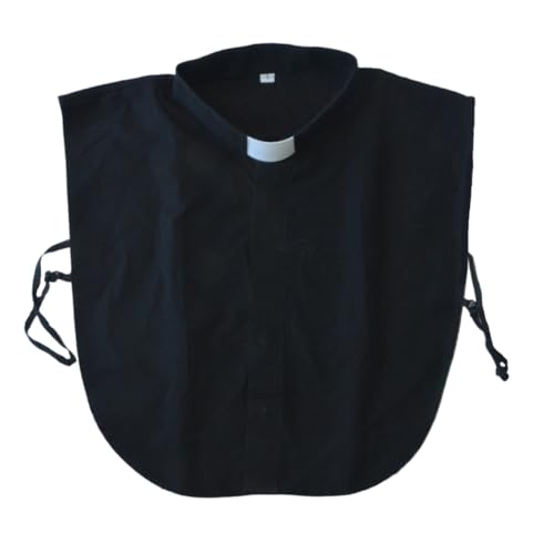 YIZHONG Clergy Collar Shirt Men Women Black Cotton Concealed Button Placket Includes 2 Collar Tabs M-XXL