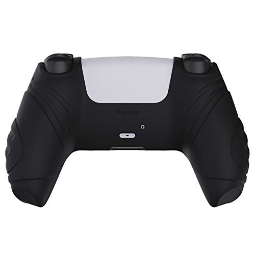eXtremeRate PlayVital Guardian Edition Black Ergonomic Soft Anti-slip Controller Silicone Case Cover for ps5, Rubber Protector Skins with Black Joystick Caps for ps5 Controller - Image 8