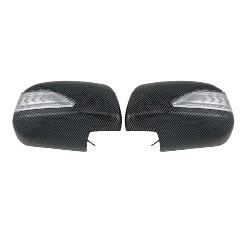 トヨタ タコマ 2005 2008-2014 対応 車のバックミラーアップグレード 光沢ブラックカーボンドアミラーカバー LEDライト付き カーアクセサリー(Chrome LED Style 1)