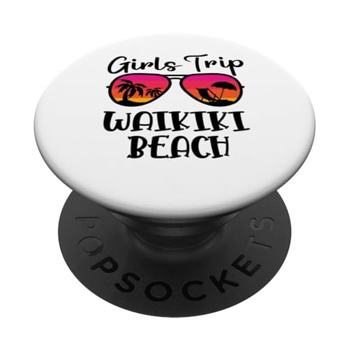 Viaje a Hawái para niñas a la playa de Waikiki, vacaciones de verano vintage PopSockets PopGrip Intercambiable