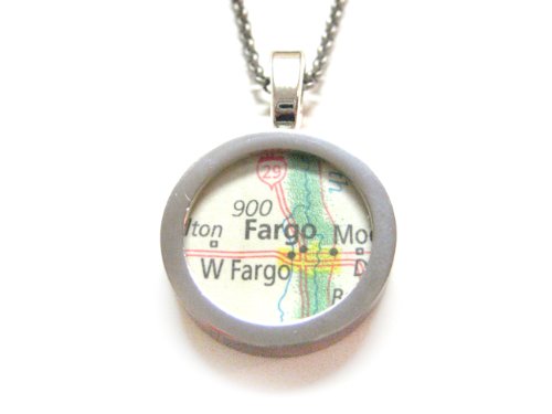 Kiola Designs Fargo North Dakota Map Pendant Necklace