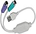 Replacement The White PS/2 to USB Cable, Active USB to Dual PS/2 Adapter Mouse and Keyboard Converter Compatible with Keyboard PS2