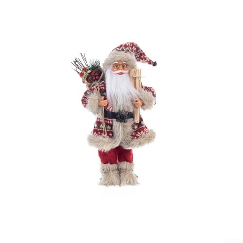 ZAMETTER Figura de Papá Noel de Navidad de 11.81 pulgadas, realista de pie, figura tradicional de Papá Noel con trineo y bolsa de regalo, figuras de Papá Noel hechas a mano (30 cm)
